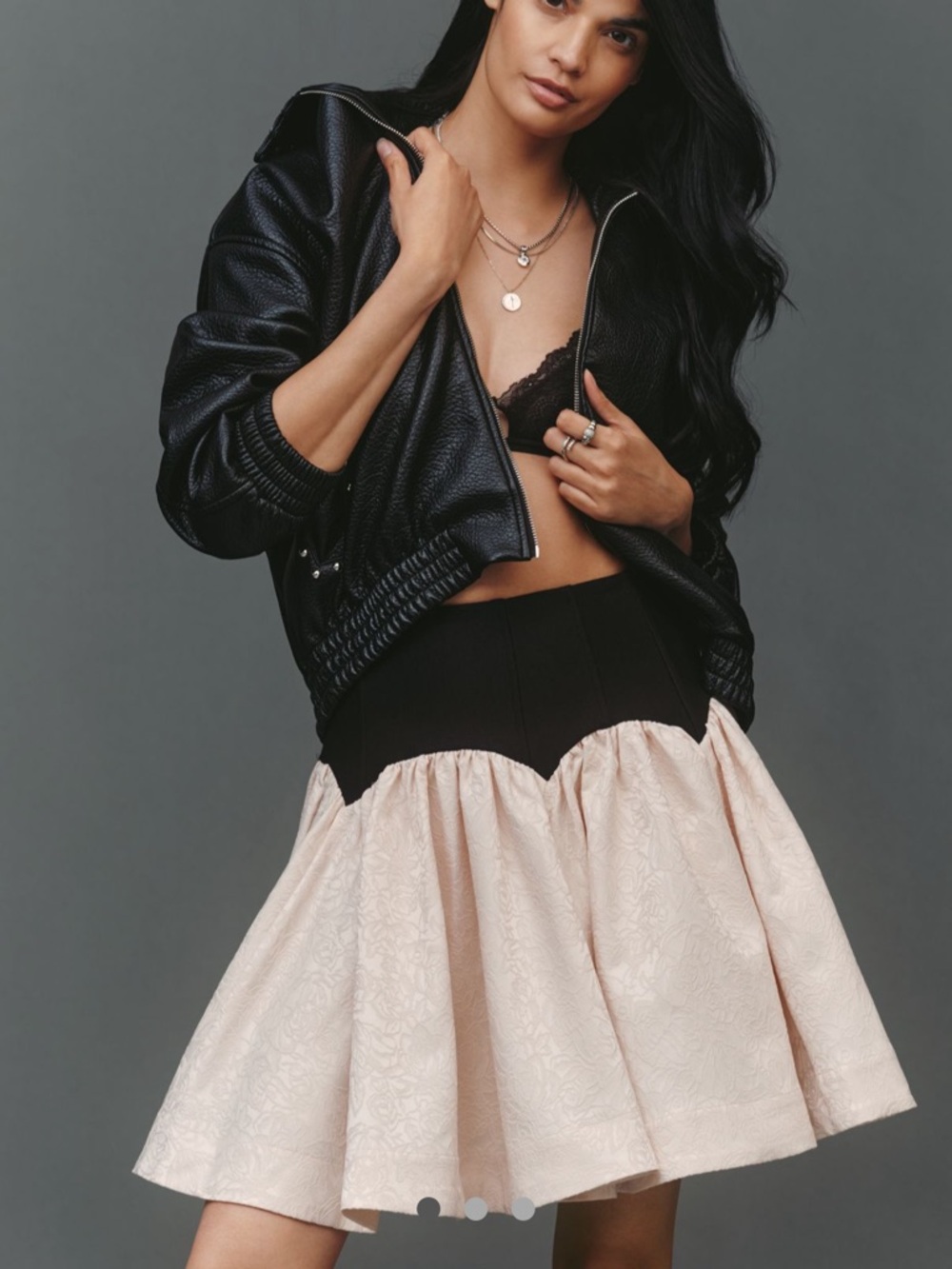 Maeve Black Waist Floral Jacquard Skater Skirt